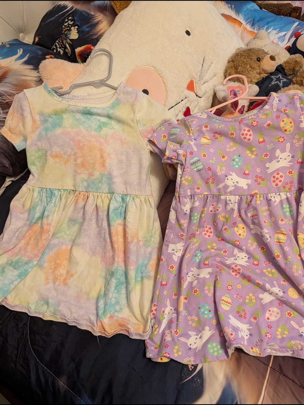 Set Of 2 Cat & Jack Tie-Dye Dress & Childrens Place Bunny Dress